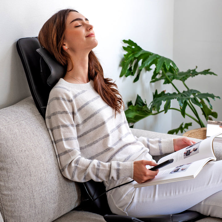 Zyllion Shiatsu Neck and Back Massager Cushion Pad for Chair with Heat and Remote (ZMA-33)