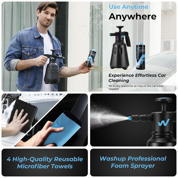 WashUp EcoFriendly Waterless Car Wash and Wax Kit Brookstone