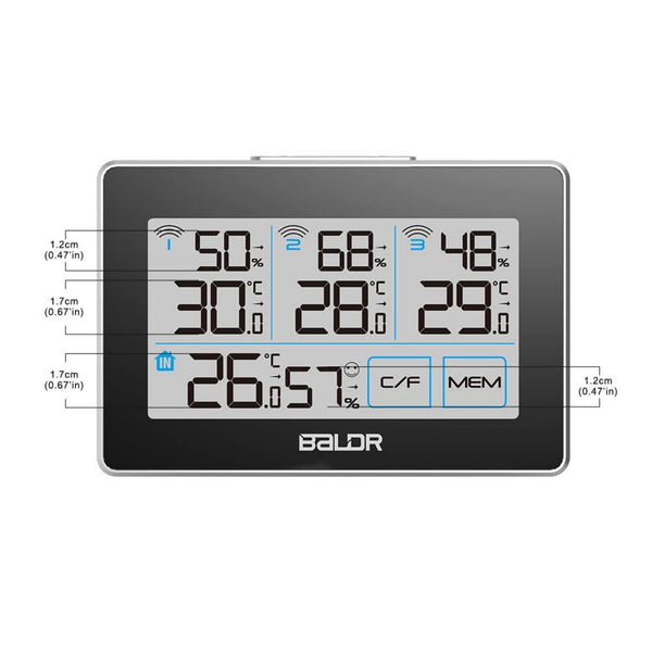 BALDR Indoor/Outdoor Wireless Weather Station With 3 Sensors Brookstone
