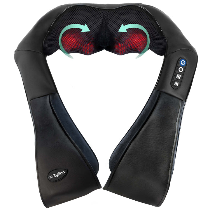 Zyllion Rechargeable Shiatsu Back and Neck Massager with Heat, 3 Speed Levels and Rotation Change (ZMA-28RB)