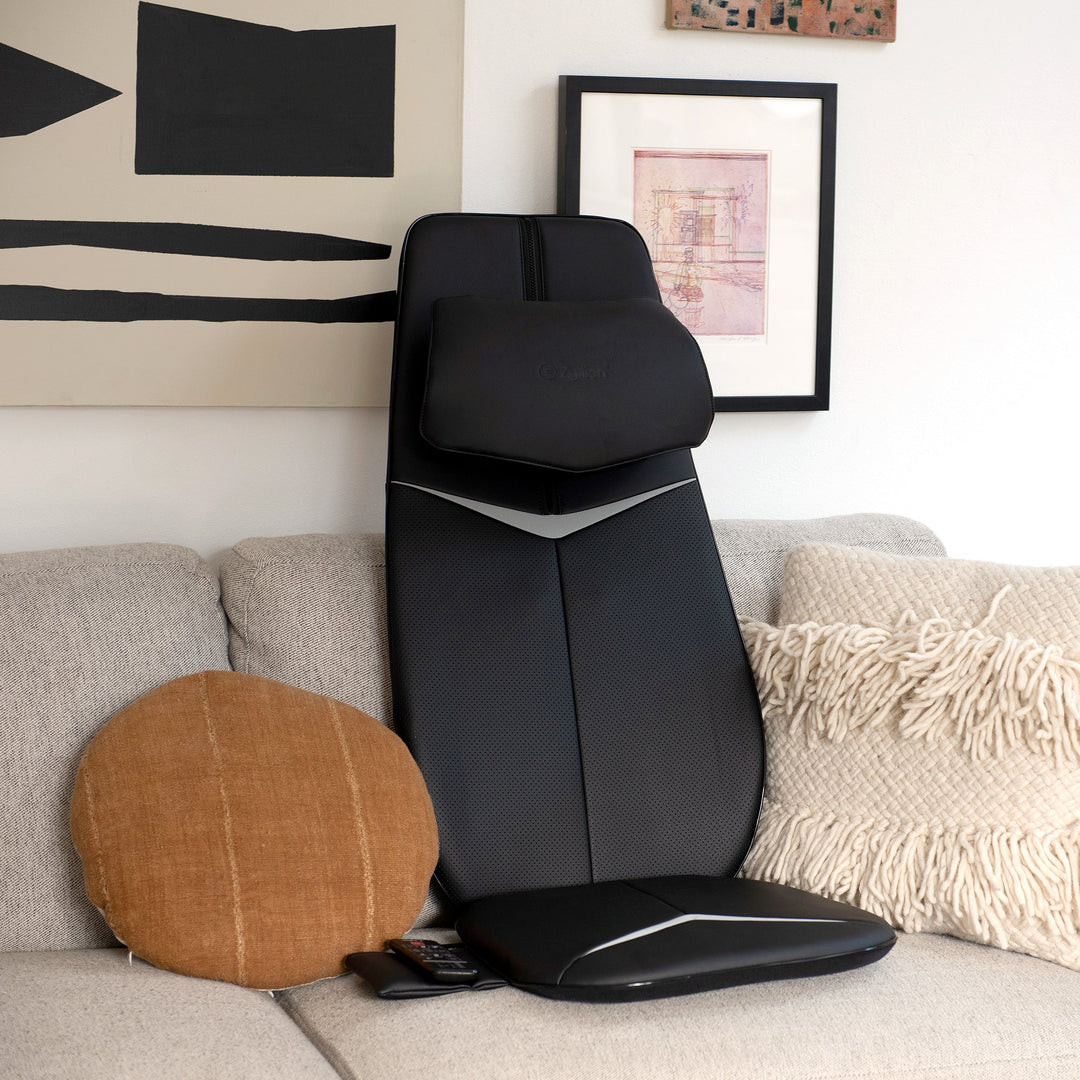 Zyllion Shiatsu Neck and Back Massager Cushion Pad for Chair with Heat and Remote (ZMA-33)
