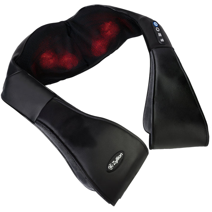 Zyllion Rechargeable Shiatsu Back and Neck Massager with Heat, 3 Speed Levels and Rotation Change (ZMA-28RB)