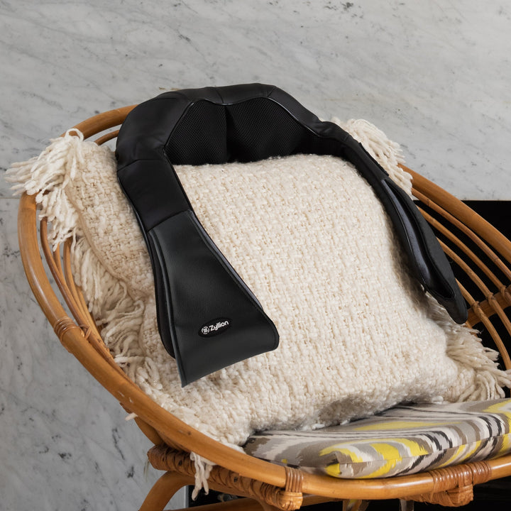 Zyllion Rechargeable Shiatsu Back and Neck Massager with Heat, 3 Speed Levels and Rotation Change (ZMA-28RB)