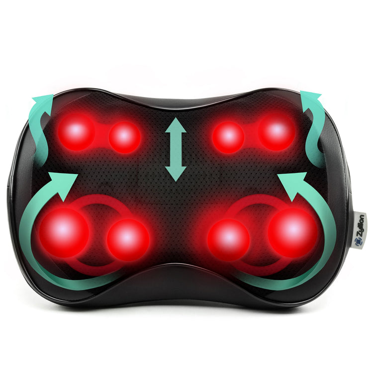 Shiatsu Back and Neck Massager Pillow with Heat and 8 Nodes (ZMA-25) by Zyllion