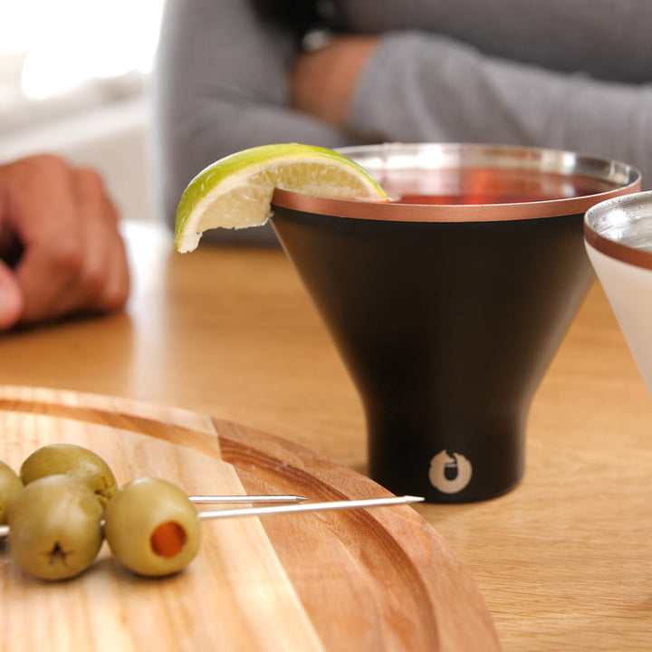 Stainless Steel Martini Glass, Set of 2 - Black by Snowfox