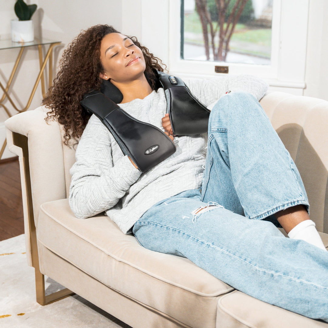 Zyllion Rechargeable Shiatsu Back and Neck Massager with Heat, 3 Speed Levels and Rotation Change (ZMA-28RB)