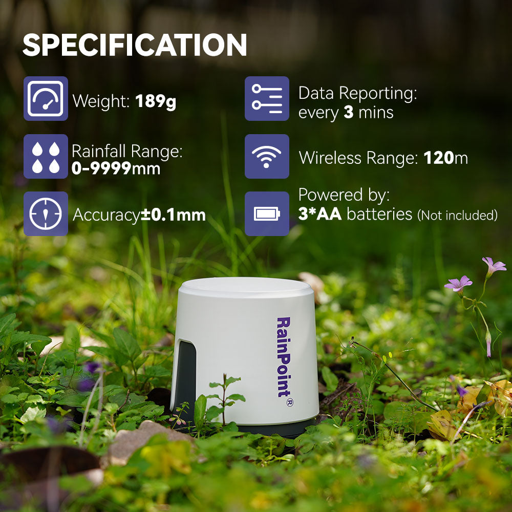 RainPoint Wireless Wi-Fi Digital Rain Gauge with Gateway Hub