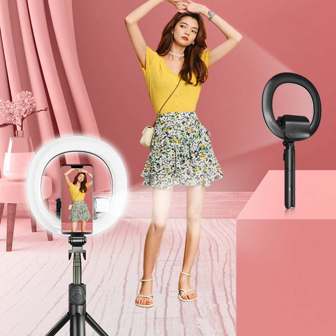 Self Video Portrait Soft Halo Light Stand With Dual LED Light and Bluetooth Remote