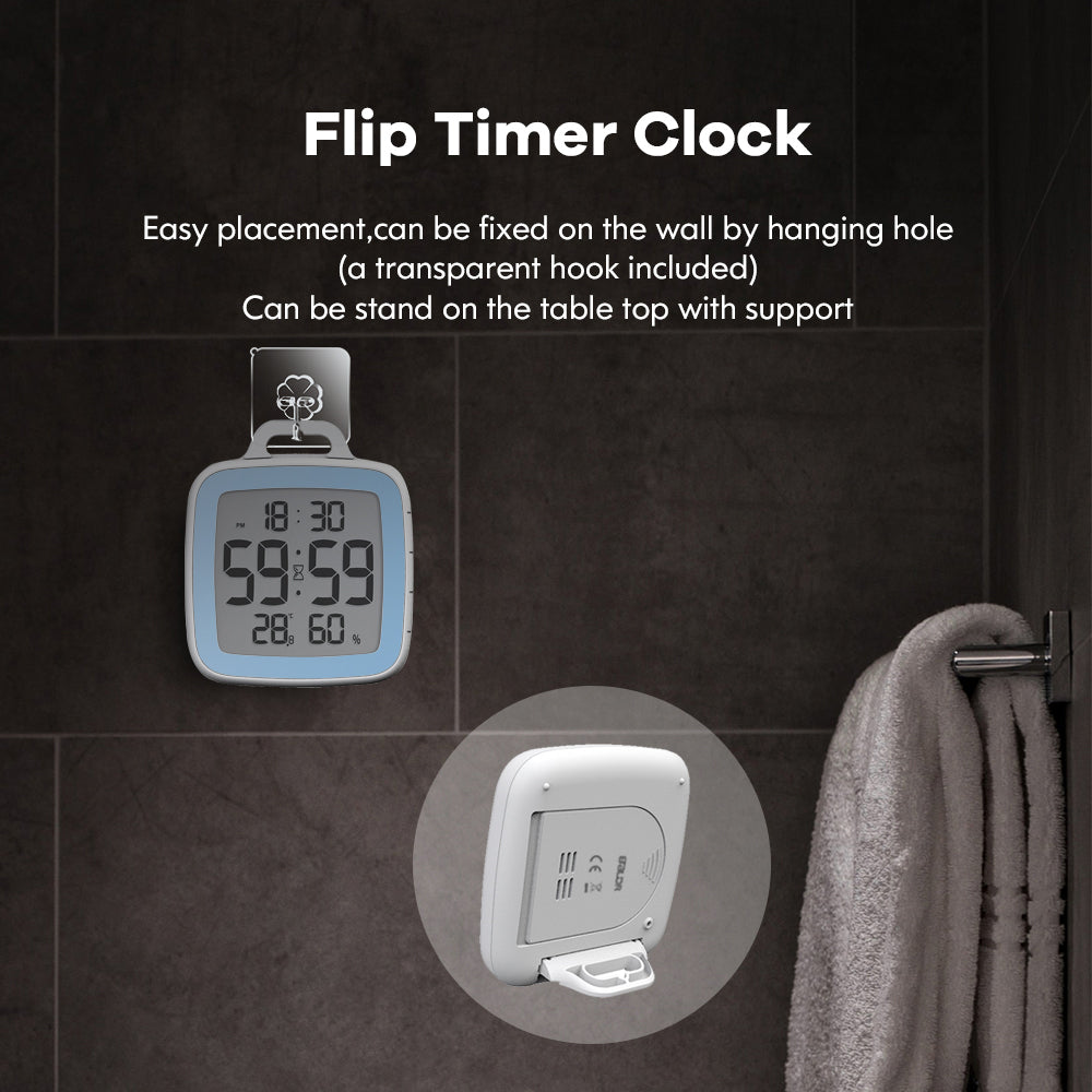 BALDR Waterproof Shower Clock With Timer for Bathrooms