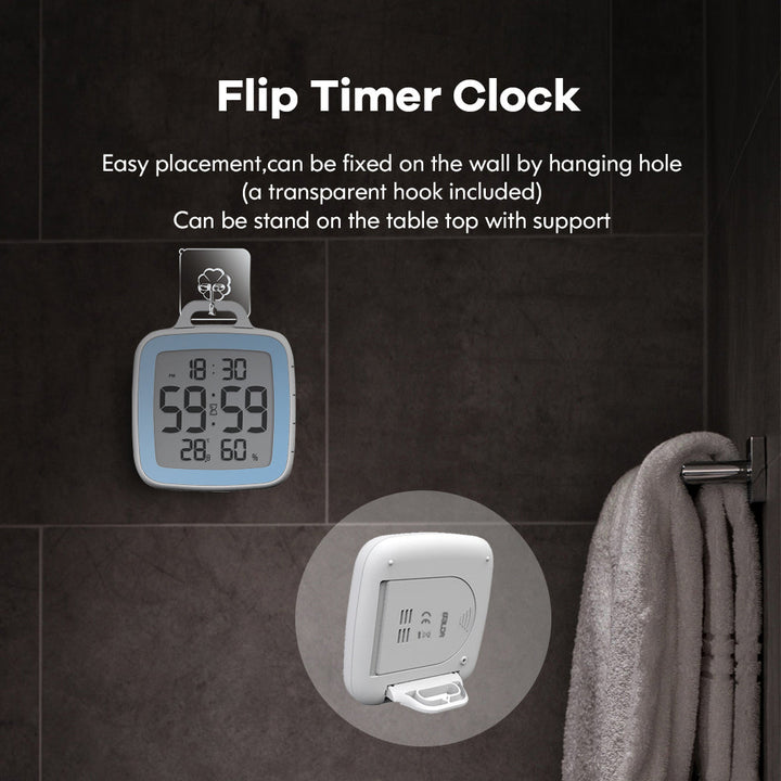 BALDR Waterproof Shower Clock With Timer for Bathrooms