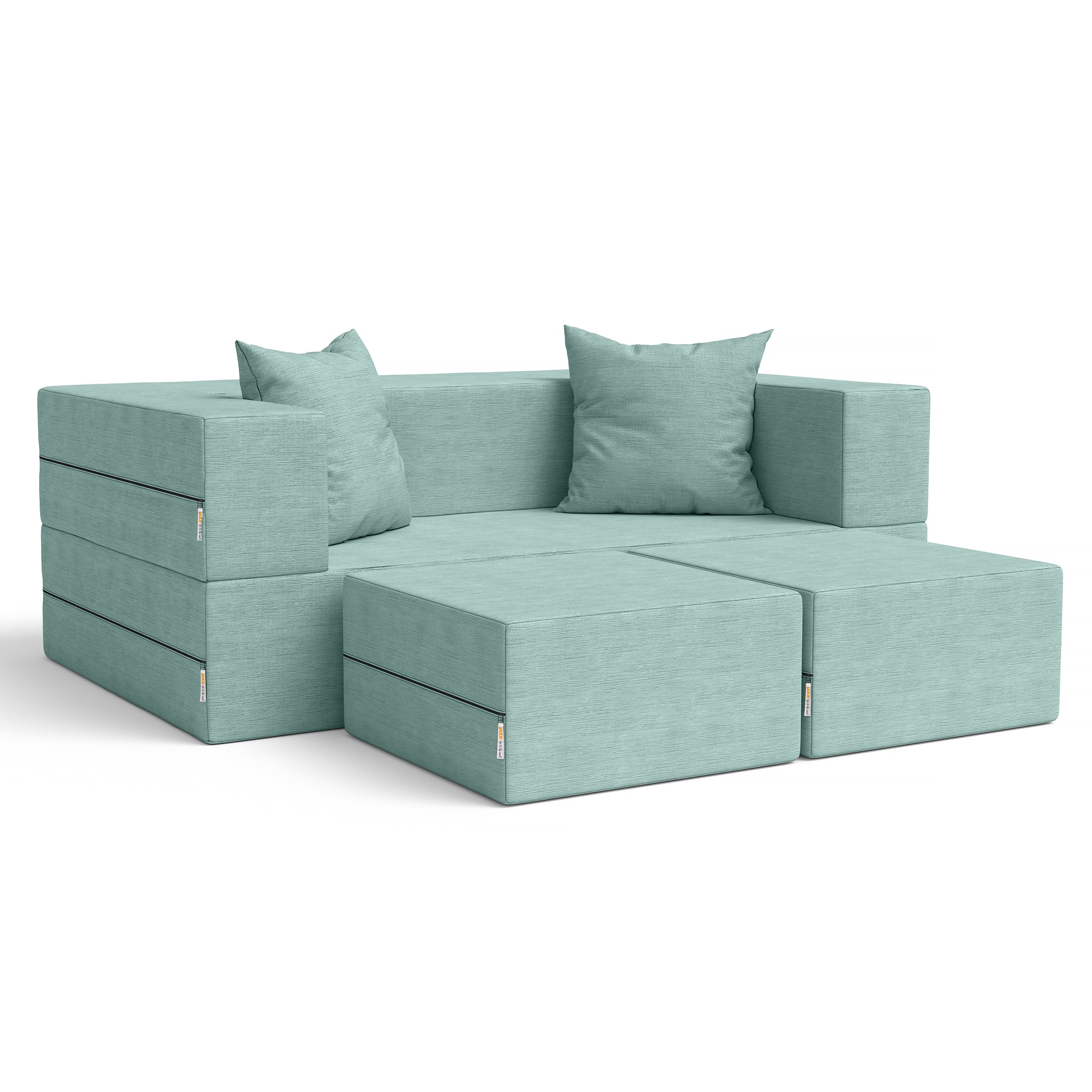 Jaxx Zipline Convertible Sleeper Loveseat & Ottomans – Brookstone
