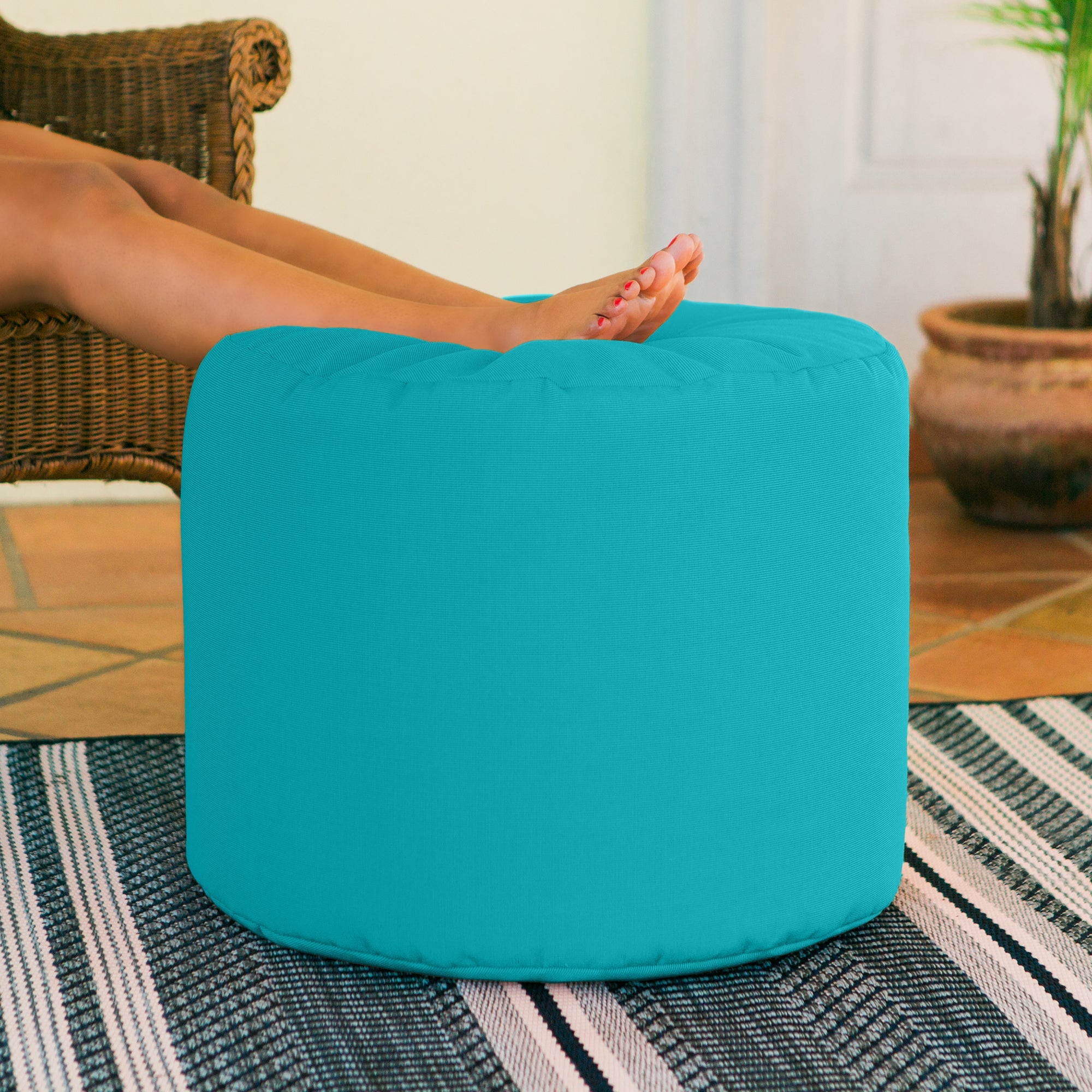 Jaxx Spring Indoor / Outdoor Bean Bag Pouf Ottoman – Brookstone