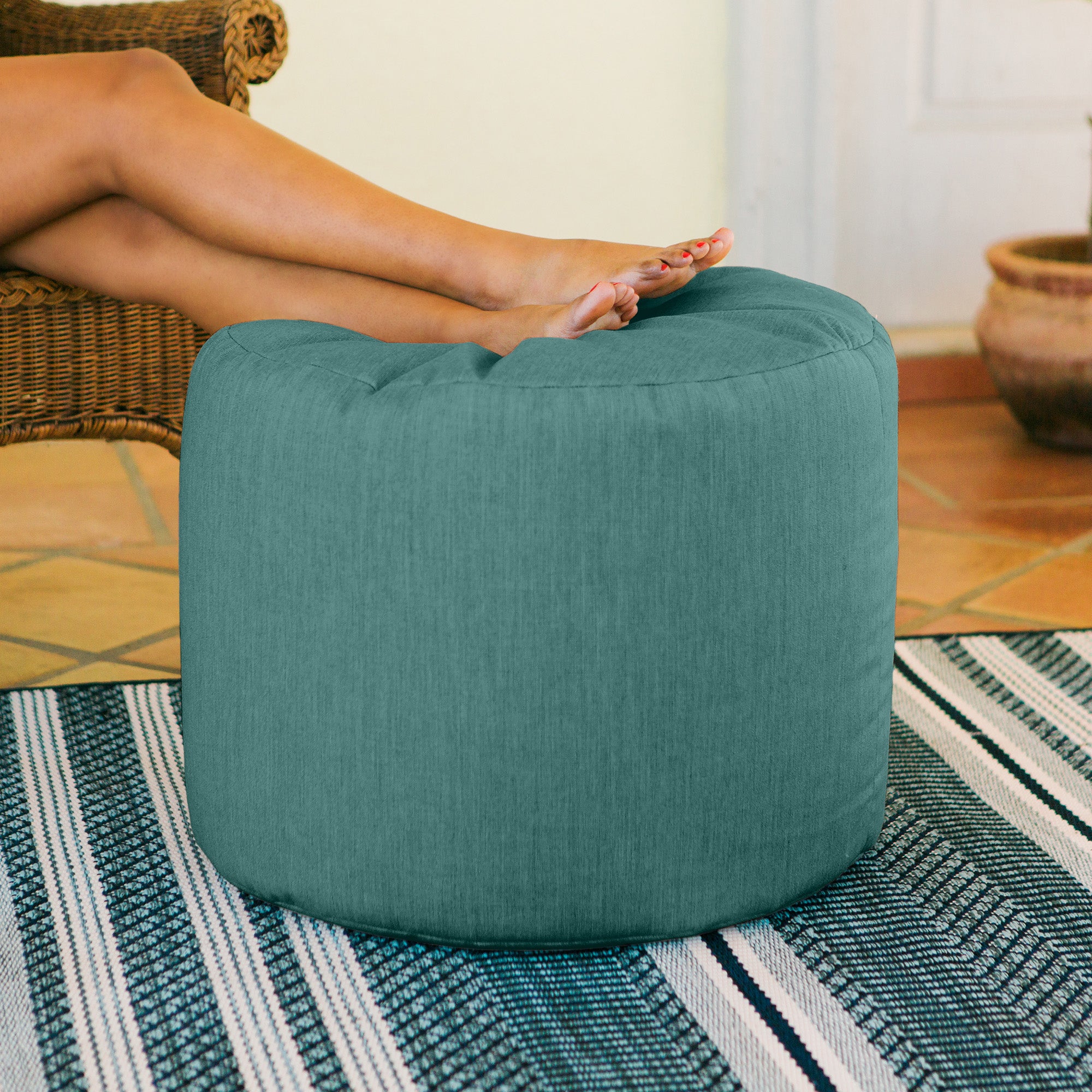 Jaxx Spring Indoor / Outdoor Bean Bag Pouf Ottoman – Brookstone
