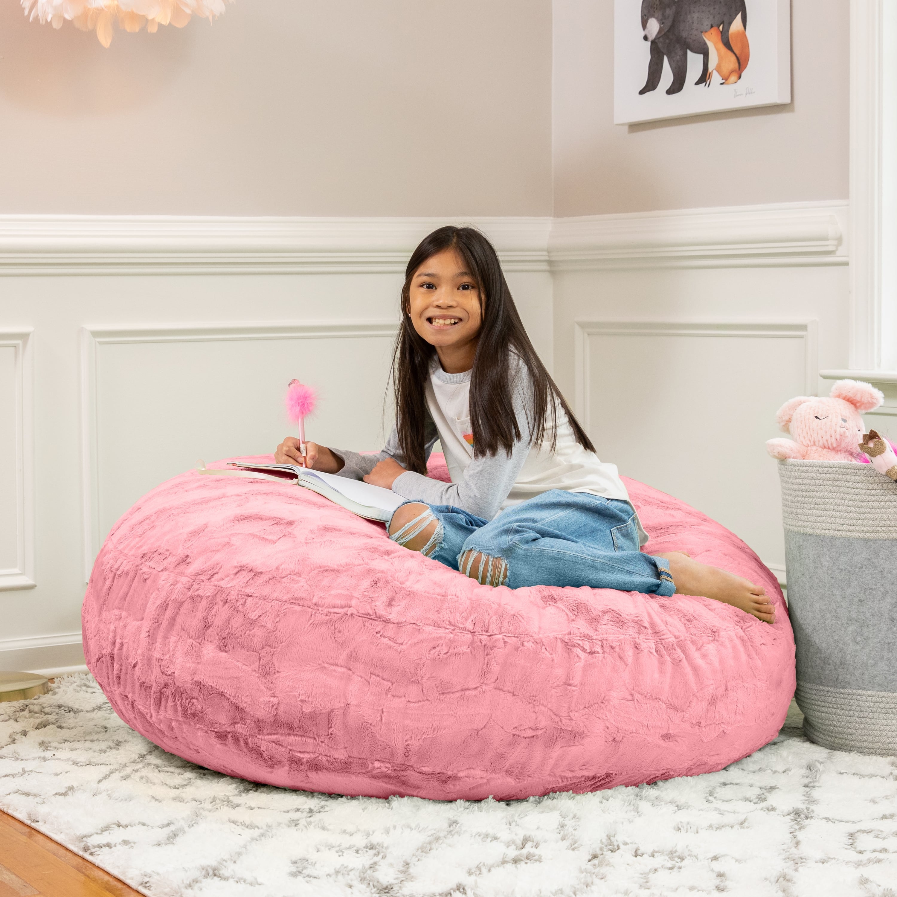 Jaxx Cocoon 4 Foot Bean Bag Chair - Faux Fur – Brookstone