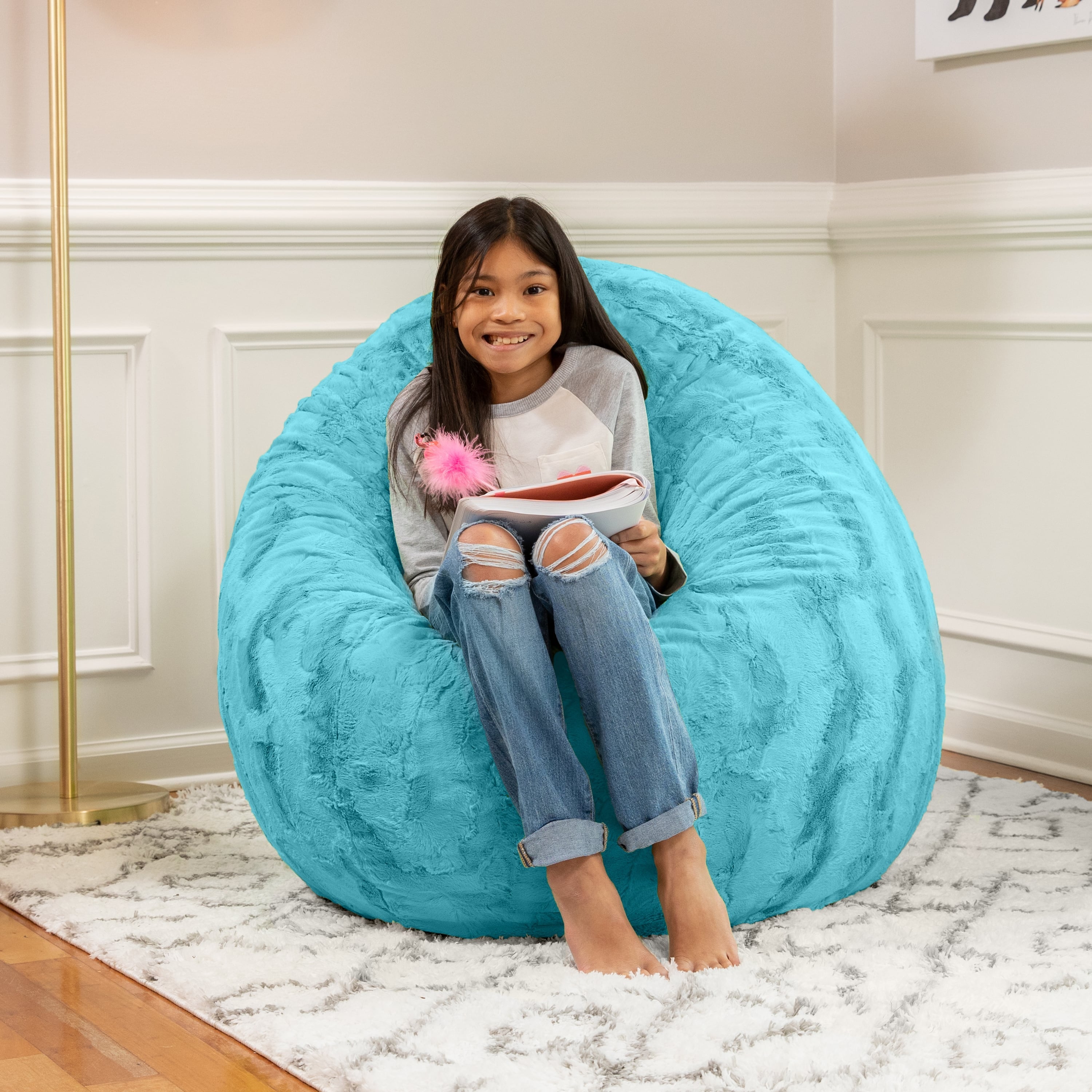 Jaxx Cocoon 4 Foot Bean Bag Chair - Faux Fur – Brookstone