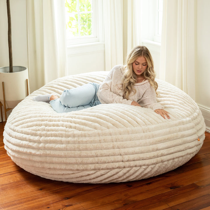 Jaxx 6 Foot Cocoon - 2-in-1 Convertible Bean Bag Bed & Large Bean Bag Chair for Adults, Premium Luxe Fur - Mondo Fur