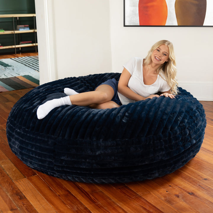 Jaxx 6 Foot Cocoon - 2-in-1 Convertible Bean Bag Bed & Large Bean Bag Chair for Adults, Premium Luxe Fur - Mondo Fur