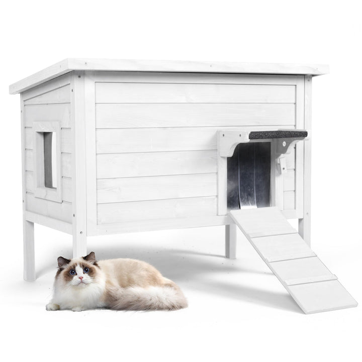 Outdoor Insulated Cat House, Winter Shelter, White