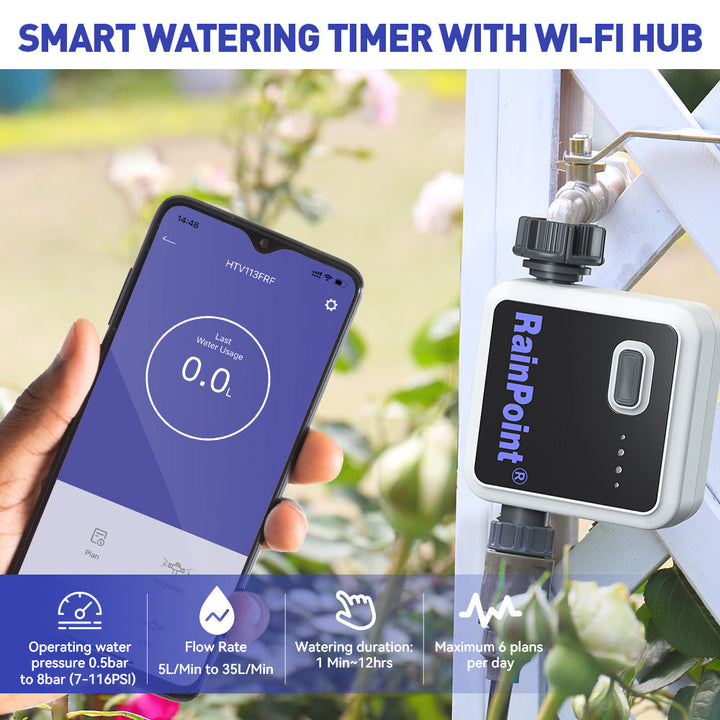 RAINPOINT WiFi Smart Sprinkler & Hose Timer With Hub