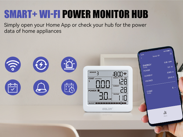 BALDR Wi-Fi Power Meter Hub with Smart Socket – Monitor Energy & Set Alerts