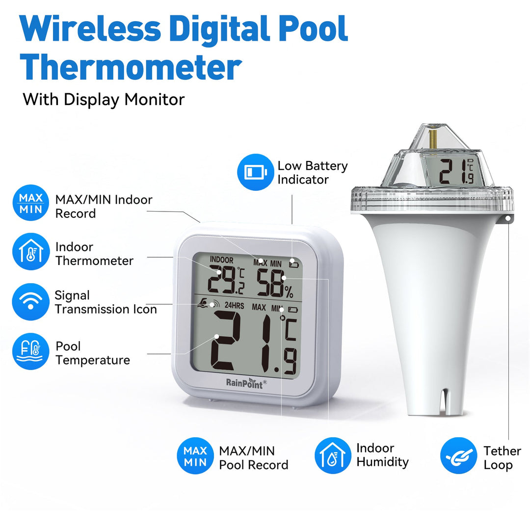 RAINPOINT Wireless Pool Thermometer – Accurate Swimming Pool & Pond Temperature Monitor