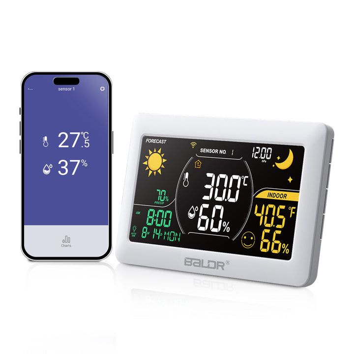 BALDR Wi-Fi Weather Station – Smart Indoor & Outdoor Thermometer with App & Real-Time Forecast