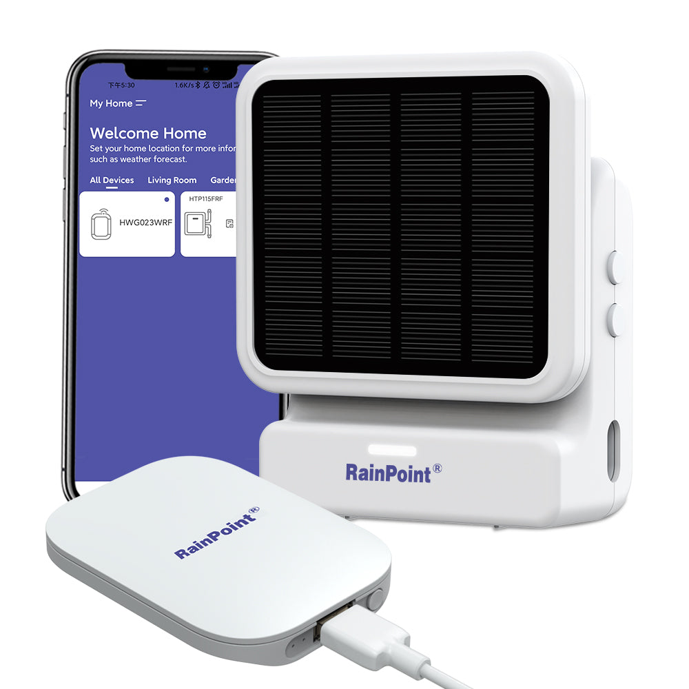 plant watering timer indoor RainPoint Wi-Fi Indoor Watering Timer – Solar Pump & Smart Scheduling for House Plants