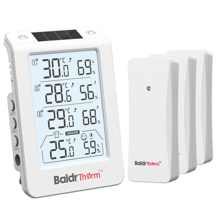 BaldrTherm Three Channel Thermo-Hygrometer With 3 Sensors
