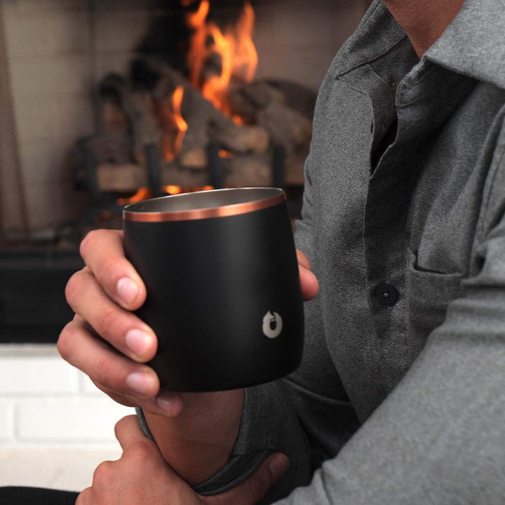 Stainless Steel Rocks Glass, Set of 2 - Natural Teak