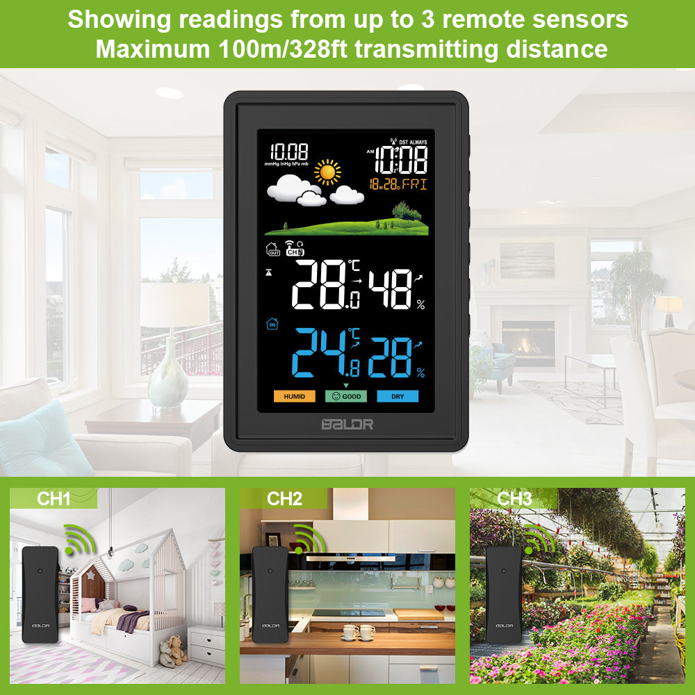 BALDR Weather Station Wireless Indoor Outdoor Thermometer