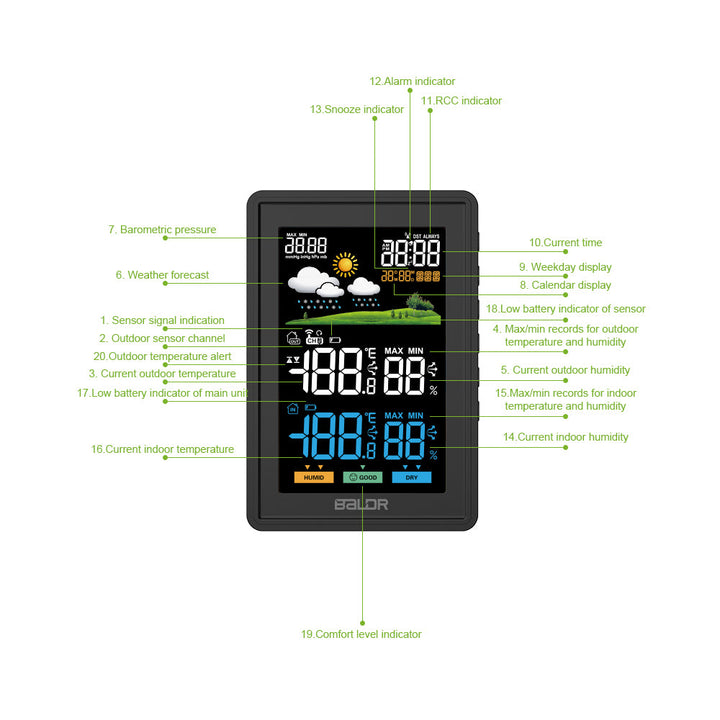 BALDR Weather Station Wireless Indoor Outdoor Thermometer