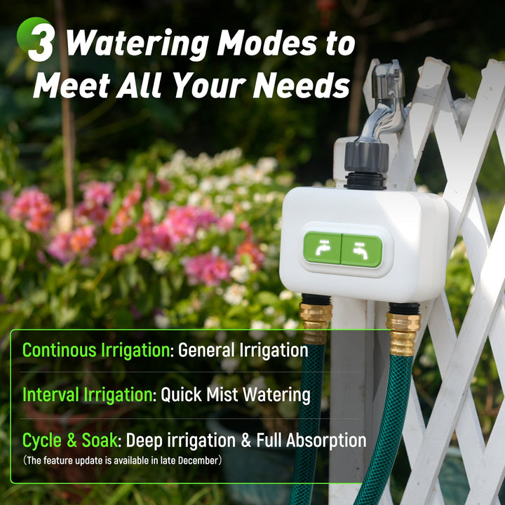 2-Zone Wireless Smart Water Timer with Hub for Outdoor Irrigation