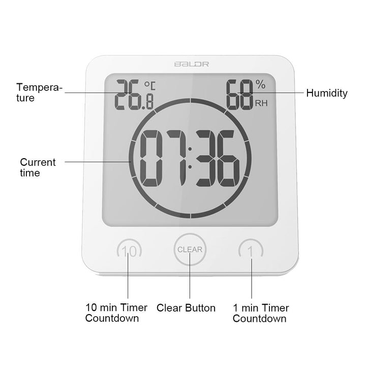 BALDR Waterproof Shower Clock - Reliable Waterproof Clock for Showers