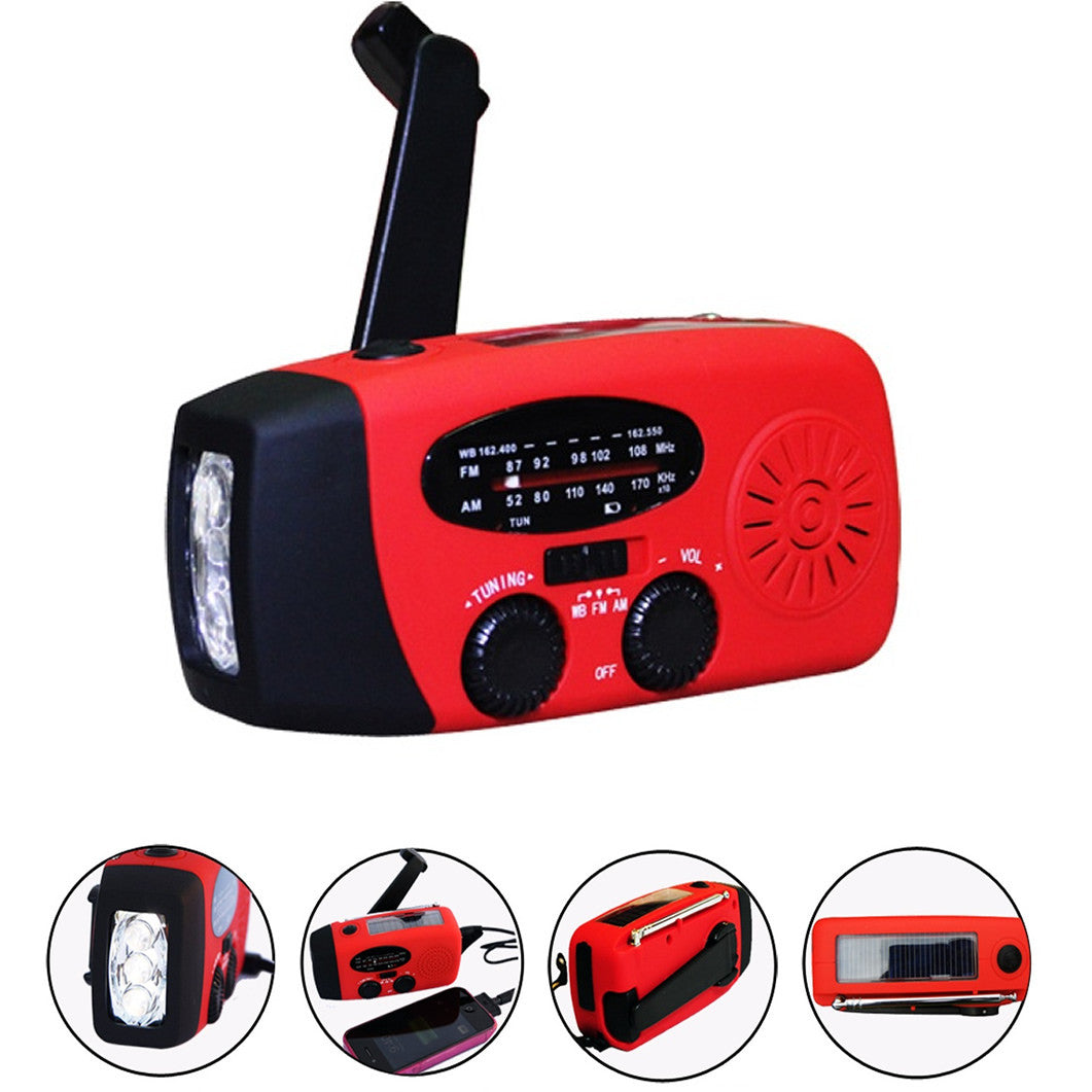 Storm Safe Emergency AM/FM/NOAA Weather Band Radio With Solar Flash Light and Built-in Phone Charger