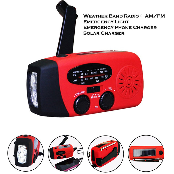 Storm Safe Emergency AM/FM/NOAA Weather Band Radio With Solar Flash Light and Built-in Phone Charger