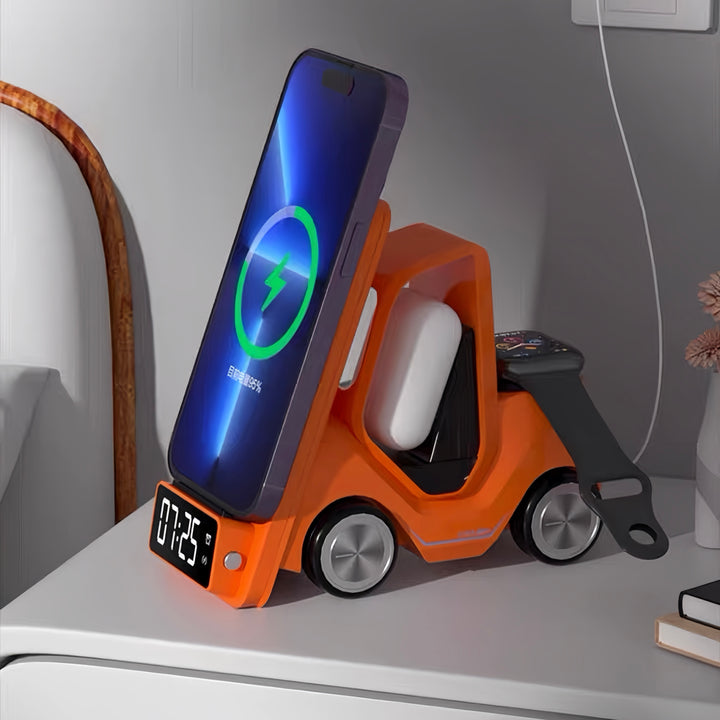 4 in 1 Forklift Fast Wireless Charging Station Dock for iPhone, AirPods & Apple Watch by INSPECIAL HOME