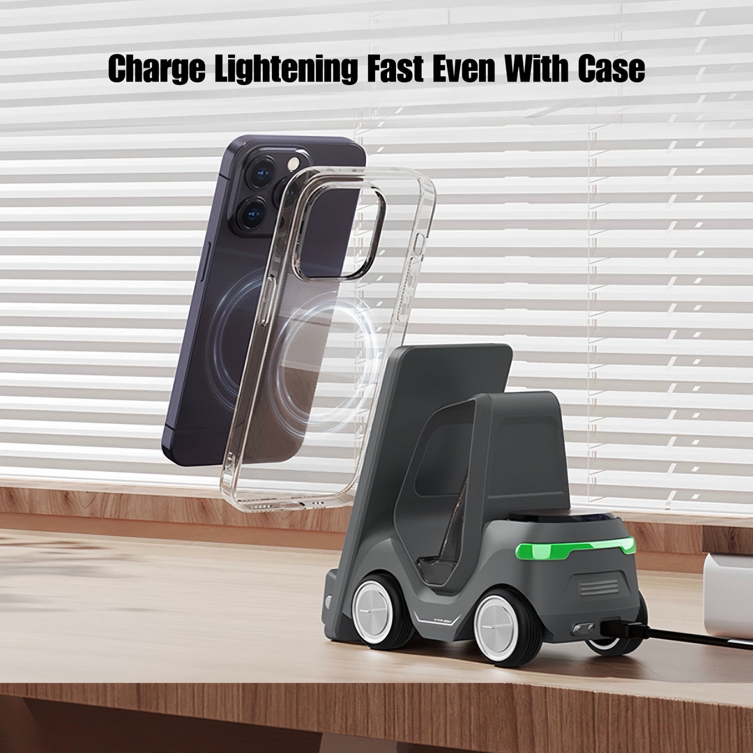 4 in 1 Forklift Fast Wireless Charging Station Dock for iPhone, AirPods & Apple Watch by INSPECIAL HOME