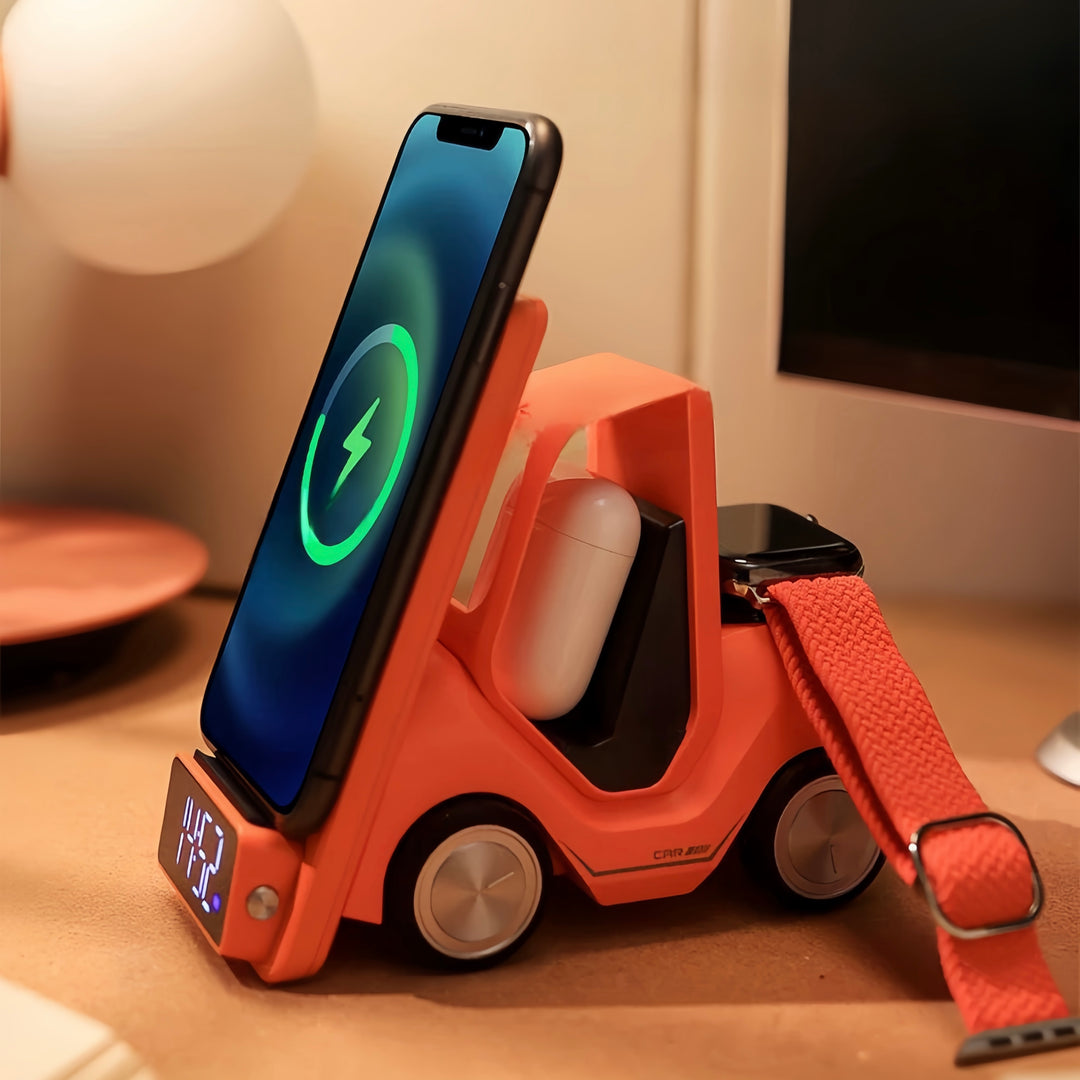 4 in 1 Forklift Fast Wireless Charging Station Dock for iPhone, AirPods & Apple Watch by INSPECIAL HOME
