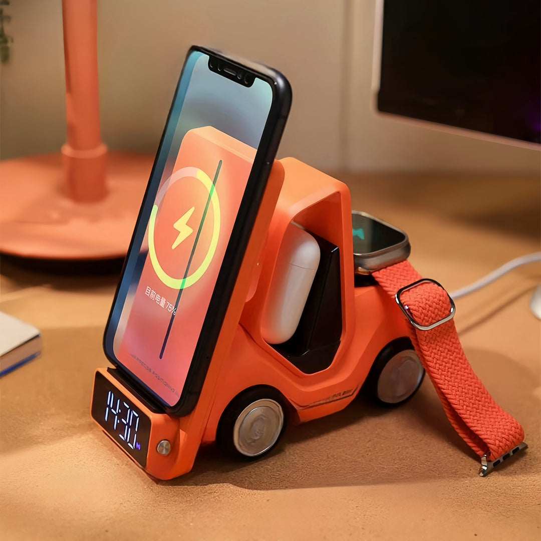 4 in 1 Forklift Fast Wireless Charging Station Dock for iPhone, AirPods & Apple Watch by INSPECIAL HOME
