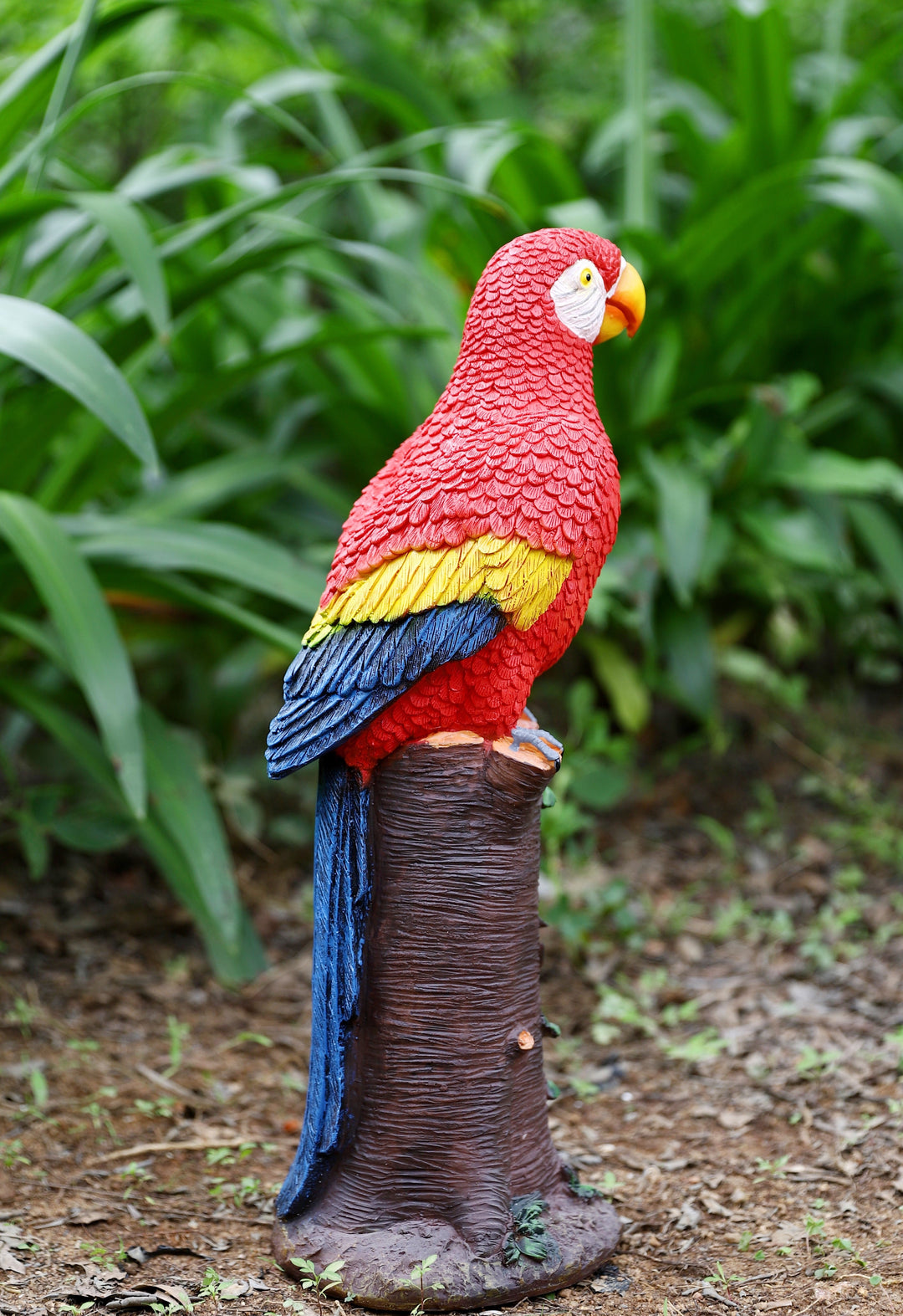 Red Parrot Statue With High-Power Solar Spotlight
