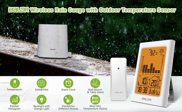 BALDR Wireless Rain Gauge With Remote Sensor