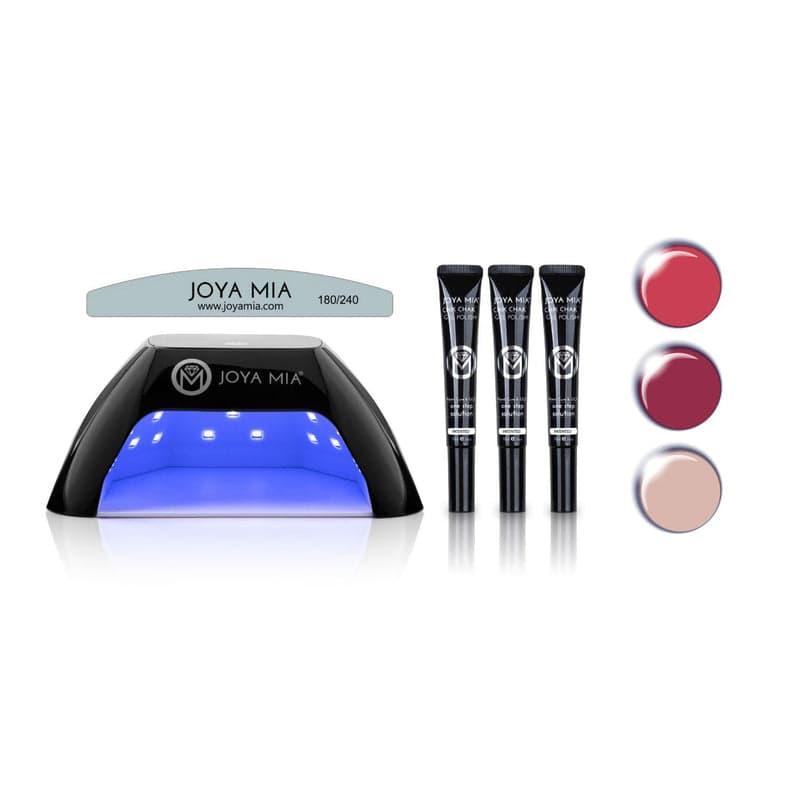 Joya Mia Chik Chak One-Step Gel Nail Polish Essentials 5-Piece Kit with LED Lamp and 3 Colors