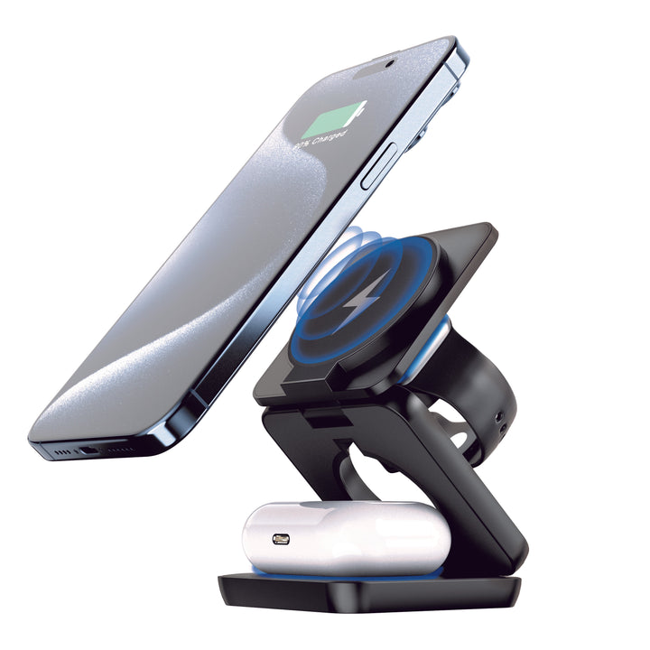 Brookstone Ultra Compact Foldable 3-in-1 Wireless Charging Station