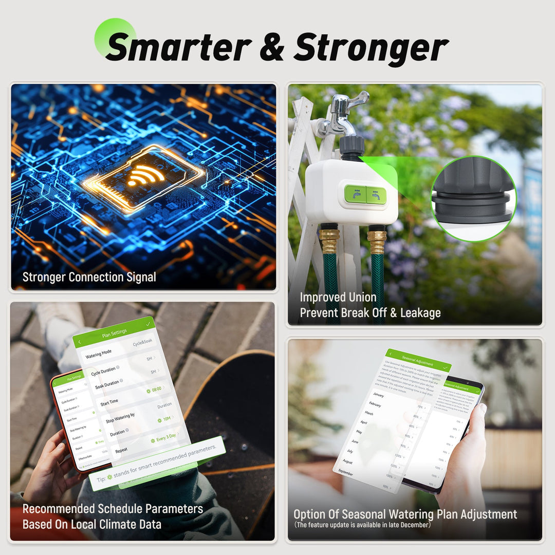 2-Zone Wireless Smart Water Timer with Hub for Outdoor Irrigation