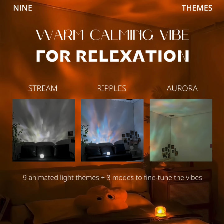 Light Theatre: Ambient Light With Stereo Speaker, Ripple Sunset Aurora Projector All-in-1 by INSPECIAL HOME