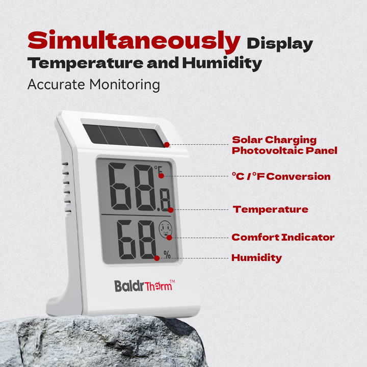 BaldrTherm Digital Thermometer and Hygrometer Meter - 2.2" Display