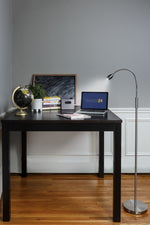 Natural Daylight LED Adjustable Beam Floor Lamp - Brushed Nickel Finish With Black Shade by Daylight24