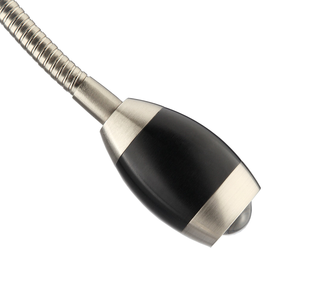 Natural Daylight LED Adjustable Beam Floor Lamp - Brushed Nickel Finish With Black Shade by Daylight24