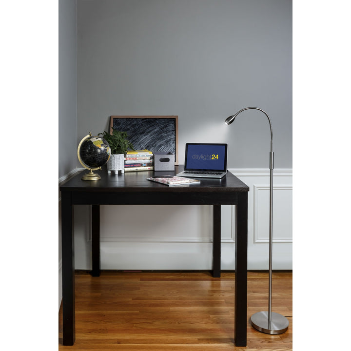 Natural Daylight LED Adjustable Beam Floor Lamp - Brushed Nickel Finish With Black Shade by Daylight24