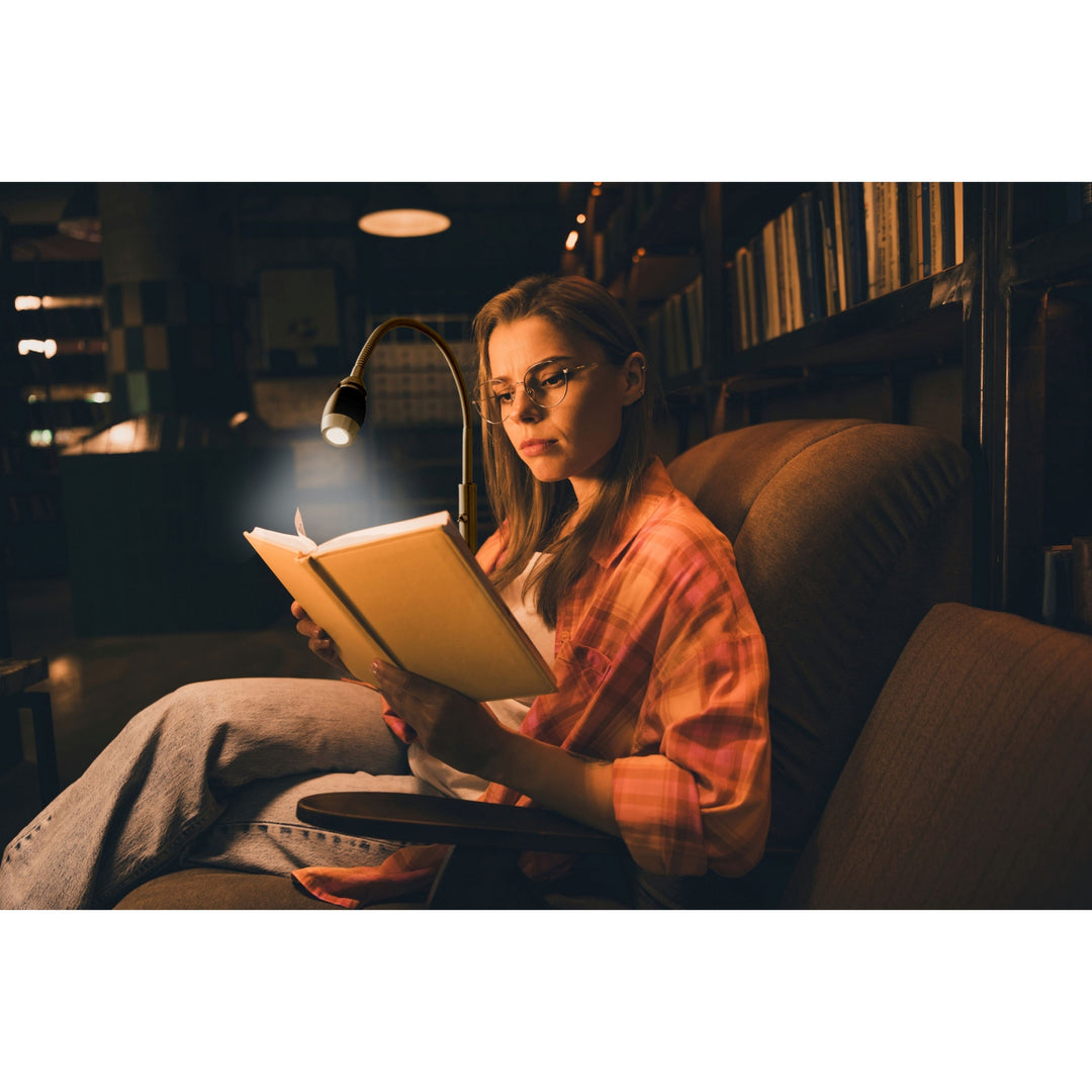 Natural Daylight LED Adjustable Beam Floor Lamp - Brushed Nickel Finish With Black Shade by Daylight24